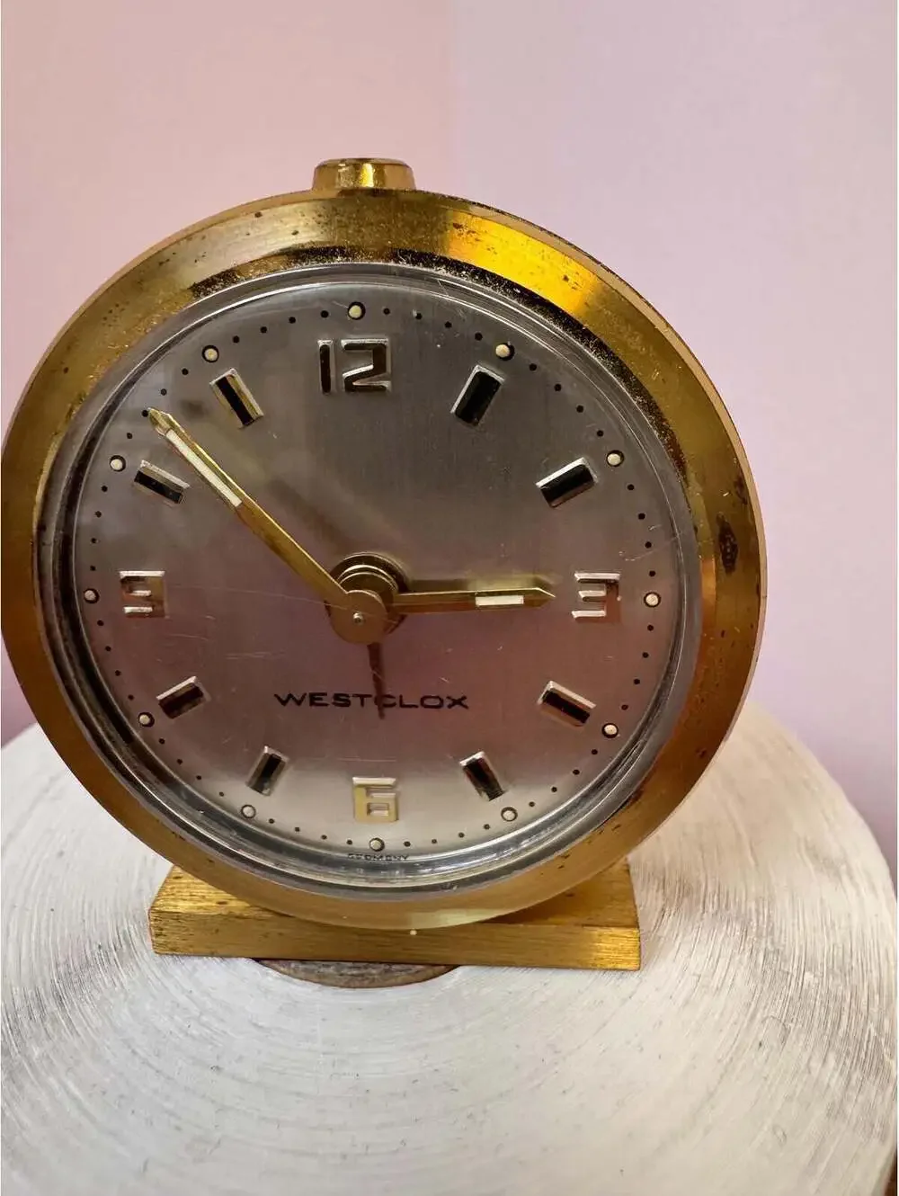 Vintage Westclox Brass Travel Alarm Clock - working order - Rare